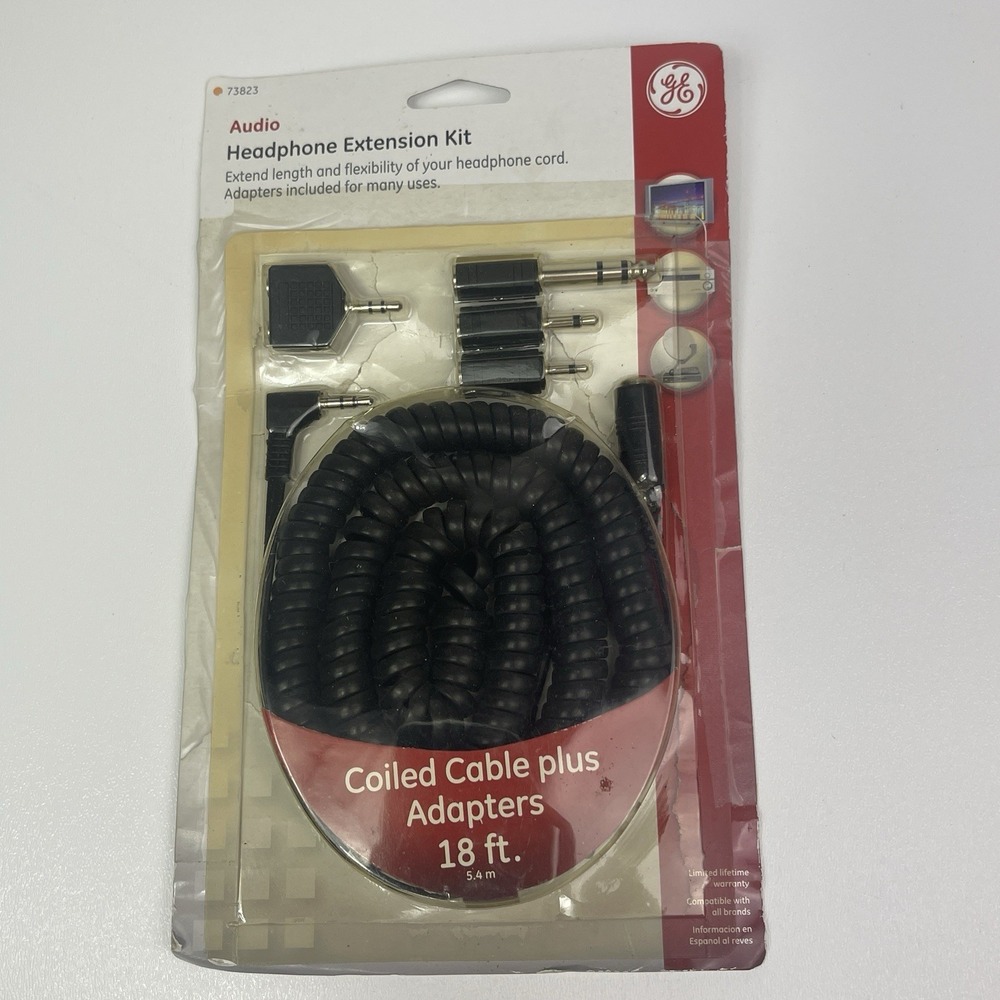 GE Headphone Extension Kit Cable Adapters 18 Feet Unopened In Package - Picture 5 of 8
